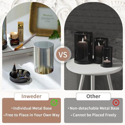 حامل شموع إعصار إنويدر للشموع الدعامة: حامل شموع إعصار زجاجي شفاف 3 قطع حامل شموع عمود للطاولات حامل شموع أسود حامل شموع حديث لطاولة الطعام وغرفة المعيشة والمنزل in Kuwait