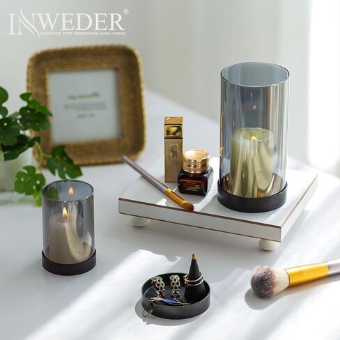 حامل شموع إعصار إنويدر للشموع الدعامة: حامل شموع إعصار زجاجي شفاف 3 قطع حامل شموع عمود للطاولات حامل شموع أسود حامل شموع حديث لطاولة الطعام وغرفة المعيشة والمنزل in Kuwait