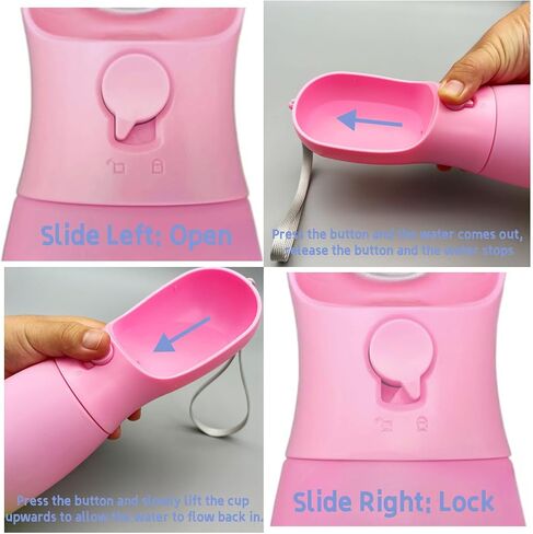 Dog Water Bottle,2 in 1 Portable Pet Water Bottle with Food Container,Lightweigh,Portable Water Dispenser,Outdoor for Cat,Puppy,Pets for Walking,Hiking,Travel (Green&Pink, 19Oz) in Saudi Arabia