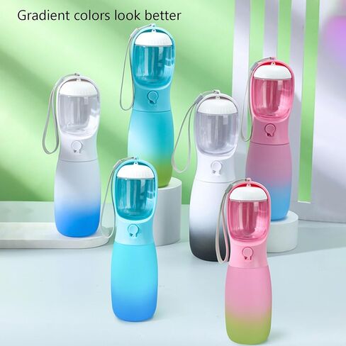 Dog Water Bottle,2 in 1 Portable Pet Water Bottle with Food Container,Lightweigh,Portable Water Dispenser,Outdoor for Cat,Puppy,Pets for Walking,Hiking,Travel (Green&Pink, 19Oz) in Saudi Arabia