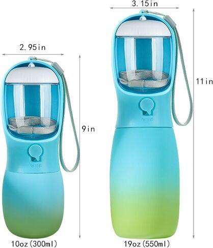Dog Water Bottle,2 in 1 Portable Pet Water Bottle with Food Container,Lightweigh,Portable Water Dispenser,Outdoor for Cat,Puppy,Pets for Walking,Hiking,Travel (Green&Pink, 19Oz) in Saudi Arabia