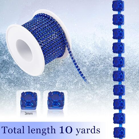 Ornaland 10 Yards 2mm Crystal Rhinestone Close Chain Trimming Claw Chain for DIY Jewelry Crafts Wedding Birthday Party Decoration in Kuwait