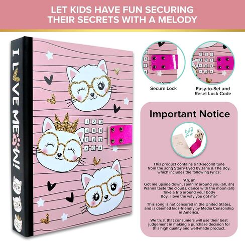 Decorably Journal for Kids - Glittery A5 Butterfly Diaries for Kids with Lock Code and Music, Journal for Girls Ages 8-12, Journal for Kids Ages 8-12, Little Girls Diary for Little Girls Age 8 in Saudi Arabia