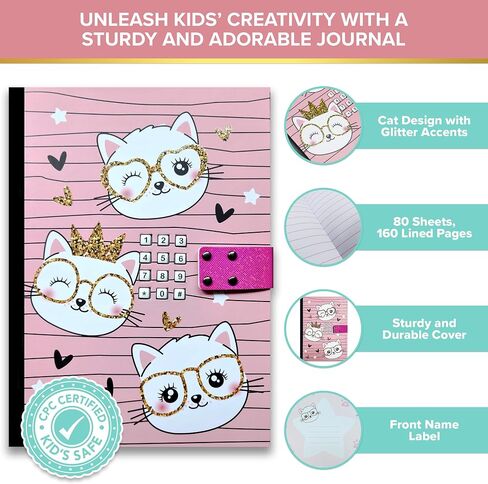 Decorably Journal for Kids - Glittery A5 Butterfly Diaries for Kids with Lock Code and Music, Journal for Girls Ages 8-12, Journal for Kids Ages 8-12, Little Girls Diary for Little Girls Age 8 in Saudi Arabia