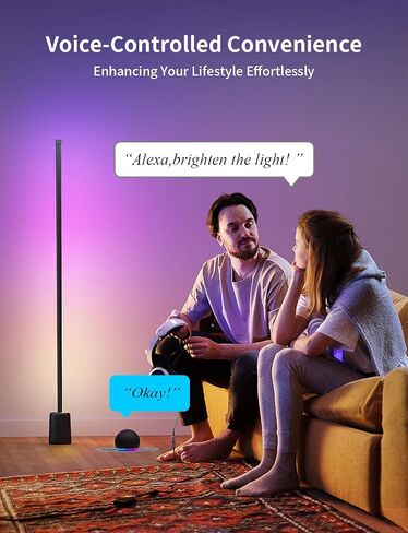 مصباح أرضي Ailofy الزاوية ، مصباح زاوية 1500lm RGBW يعمل مع Alexa & Google Assistant ، 16 مليون ألوان DIY ، مزامنة مع الموسيقى ، التحكم في التطبيق ، مصباح أرضي محاد in Kuwait