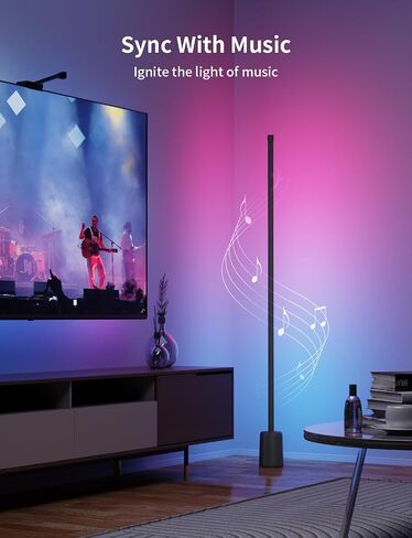 مصباح أرضي Ailofy الزاوية ، مصباح زاوية 1500lm RGBW يعمل مع Alexa & Google Assistant ، 16 مليون ألوان DIY ، مزامنة مع الموسيقى ، التحكم في التطبيق ، مصباح أرضي محاد in Kuwait