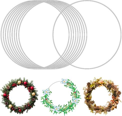 10 PCS Metal Floral Hoops 10 inch Dream Catcher Macrame Rings ، حلقات معدنية فضية لزخارف طاولة مركزية DIY in Kuwait
