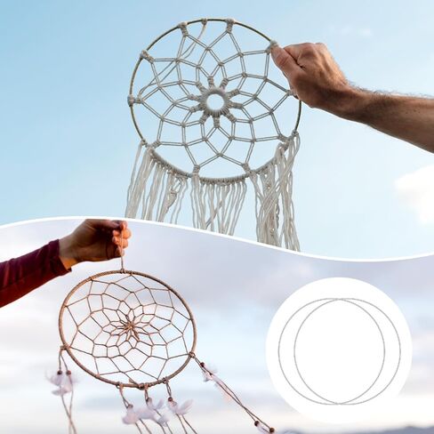10 PCS Metal Floral Hoops 10 inch Dream Catcher Macrame Rings ، حلقات معدنية فضية لزخارف طاولة مركزية DIY in Kuwait
