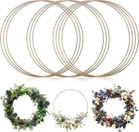 10 PCS Metal Floral Hoops 10 inch Dream Catcher Macrame Rings ، حلقات معدنية فضية لزخارف طاولة مركزية DIY in Kuwait
