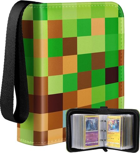for 1 Pocket Card Binder Mini Size for 80 Cards - Small Trading Card Collection Album Folder Lightweight Portable Green Checkered Design for Men Boys Teens Kids for Sports Cards Game Cards in Kuwait