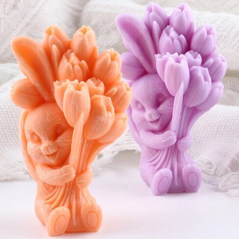 Easter Rabbit Silicone Candle Molds Gnome Rabbit Holding Egg Candle Mold Dwarf Resin Casting Mold for Candle Home Decorate Mold Candle Making Mold Aromatherapy Candles Gypsum Clay Craft in Saudi Arabia
