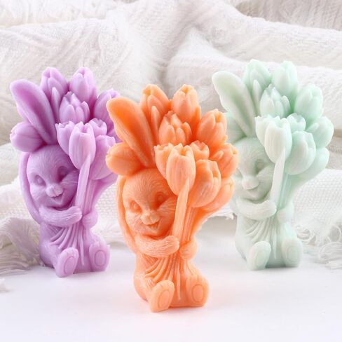 Easter Rabbit Silicone Candle Molds Gnome Rabbit Holding Egg Candle Mold Dwarf Resin Casting Mold for Candle Home Decorate Mold Candle Making Mold Aromatherapy Candles Gypsum Clay Craft in Saudi Arabia