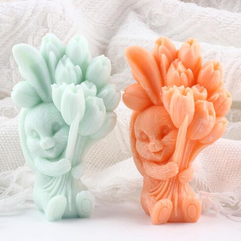 Easter Rabbit Silicone Candle Molds Gnome Rabbit Holding Egg Candle Mold Dwarf Resin Casting Mold for Candle Home Decorate Mold Candle Making Mold Aromatherapy Candles Gypsum Clay Craft in Saudi Arabia