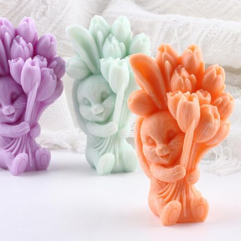 Easter Rabbit Silicone Candle Molds Gnome Rabbit Holding Egg Candle Mold Dwarf Resin Casting Mold for Candle Home Decorate Mold Candle Making Mold Aromatherapy Candles Gypsum Clay Craft in Saudi Arabia