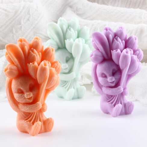 Easter Rabbit Silicone Candle Molds Gnome Rabbit Holding Egg Candle Mold Dwarf Resin Casting Mold for Candle Home Decorate Mold Candle Making Mold Aromatherapy Candles Gypsum Clay Craft in Saudi Arabia