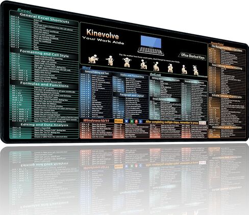 Excel,Word,Outlook,Windows,PowerPoint Cheat Sheet Mouse Pad,Extended Large XL Office Shortcut Keyboard Desk Pad,Non-Slip Accessories Desk Mat 31.5" x 11.8" in Kuwait