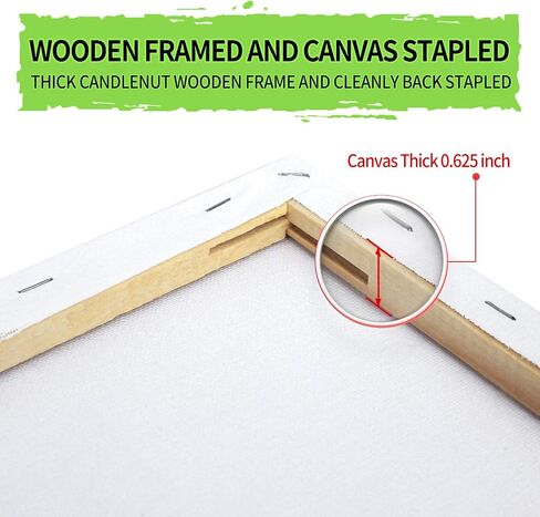 Large Canvases for Painting, 36x48 Inch 2-Pack Painting Canvas 100% Cotton Fivefold Gesso Triple Primed White Blank Artist Tempera Paint Canvases for Oil & Acrylic Paints Wet Art Media in Saudi Arabia