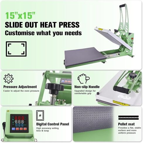 Coolsub Heat Press 15x15 inch slide Out Heat Press Machine ، آلة نقل الحرارة الرقمية الصناعية للتسامي للقميص الوردي الساخن in Kuwait