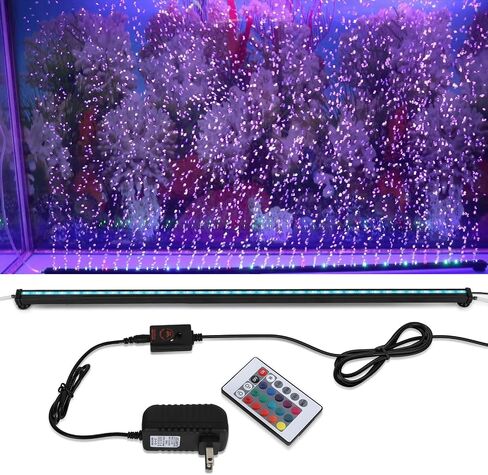 Submersible Aquarium Light, Fish Tank Light with Air Bubble Hole, RGB Color Changing Brightness Adjustable IP68 Waterproof Remote Control LED Light for Aquarium Fish Tank 20 inch in Saudi Arabia