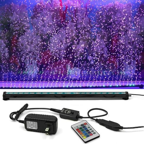 Submersible Aquarium Light, Fish Tank Light with Air Bubble Hole, RGB Color Changing Brightness Adjustable IP68 Waterproof Remote Control LED Light for Aquarium Fish Tank 20 inch in Saudi Arabia