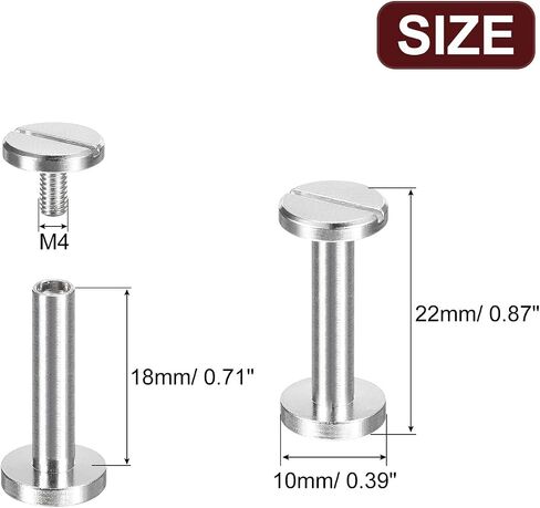 uxcell 30Pack Brass Chicago Screws, 25x10mm Flat Head Screw Back Binding Post Nail Stud Rivets Fastener for DIY Leather Craft Belt Strap Silver in Kuwait