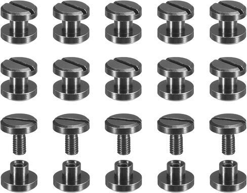 uxcell 30Pack Brass Chicago Screws, 25x10mm Flat Head Screw Back Binding Post Nail Stud Rivets Fastener for DIY Leather Craft Belt Strap Silver in Kuwait