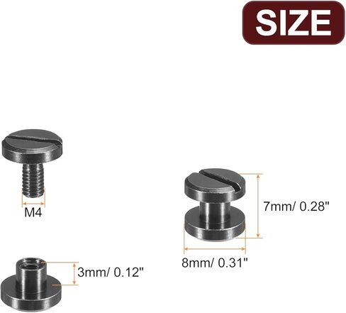 uxcell 30Pack Brass Chicago Screws, 25x10mm Flat Head Screw Back Binding Post Nail Stud Rivets Fastener for DIY Leather Craft Belt Strap Silver in Kuwait