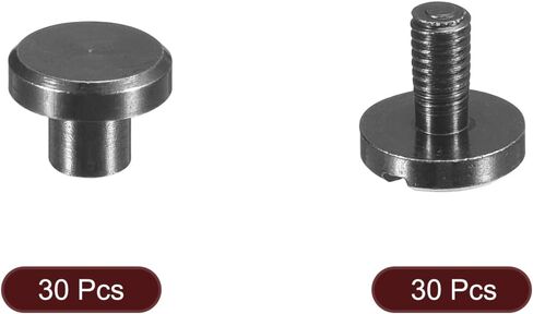 uxcell 30Pack Brass Chicago Screws, 25x10mm Flat Head Screw Back Binding Post Nail Stud Rivets Fastener for DIY Leather Craft Belt Strap Silver in Kuwait