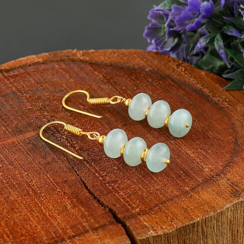 TGH Rondelle Beads Earrings, Dangling Earrings, Crystals,14k Gold Plated Hook Earrings, Handmade Earrings for Women, Western Jewelry, Mother's Day Gift in Saudi Arabia