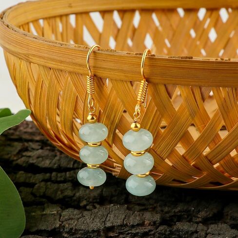 TGH Rondelle Beads Earrings, Dangling Earrings, Crystals,14k Gold Plated Hook Earrings, Handmade Earrings for Women, Western Jewelry, Mother's Day Gift in Saudi Arabia