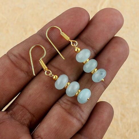 TGH Rondelle Beads Earrings, Dangling Earrings, Crystals,14k Gold Plated Hook Earrings, Handmade Earrings for Women, Western Jewelry, Mother's Day Gift in Saudi Arabia