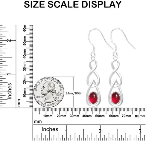 Natural Oval Stone Drop Earrings,925 Sterling Silver Linear Real Crystal Quartz Gemstone Dangle Earrings,Handmade Eternity Love Symbol Statement Dangling Earrings for Women (A07_White Opalite Quartz) in Saudi Arabia