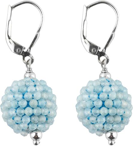 CRYSTALIS Multi-Gemstone Crochet Beaded Ball Earring Set, Dainty Pair Jewelry for Women, Natural Micro Beads Gemstone, Chakra Healing Crystal, Wardrobe Essential Jewelry, 925 Sterling Silver in Saudi Arabia