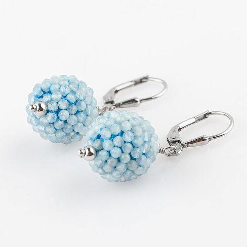 CRYSTALIS Multi-Gemstone Crochet Beaded Ball Earring Set, Dainty Pair Jewelry for Women, Natural Micro Beads Gemstone, Chakra Healing Crystal, Wardrobe Essential Jewelry, 925 Sterling Silver in Saudi Arabia