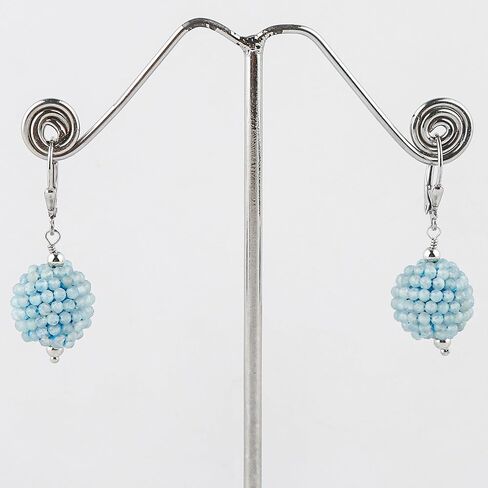 CRYSTALIS Multi-Gemstone Crochet Beaded Ball Earring Set, Dainty Pair Jewelry for Women, Natural Micro Beads Gemstone, Chakra Healing Crystal, Wardrobe Essential Jewelry, 925 Sterling Silver in Saudi Arabia