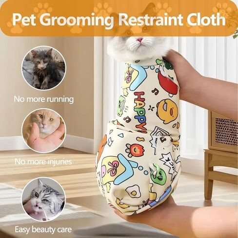 Magic Cat Wrap for Cutting Nails & Grooming, Self Adherent Fabric Wrap for Cats, Multi Functional Pet Grooming Towel Blanket, Wrap Snug and Groom for Cats, 27.6in, Under 22 Ibs in Saudi Arabia