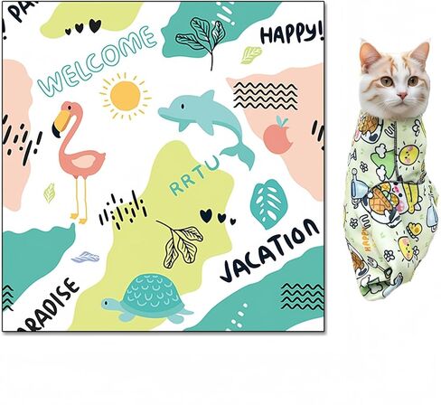 Cat Wrap for Cutting Nails Cloth Burrito Wrap for Nail Clipping,Scratch and Escape Prevention,Multi-Purpose Swaddle Wrap Pet Worker (Cows + Corn, 27.56inchx27.56inch) in Kuwait