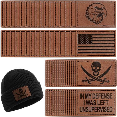 64pack patches blank hat patches مع دعم لاصق ، تصحيح جلدي لاصق ، بقع جلدية فو ، تصحيحات من الجلد القبعات لإصلاح النسيج المخصص لتوازم الخياطة (المستطيل البني) in Kuwait