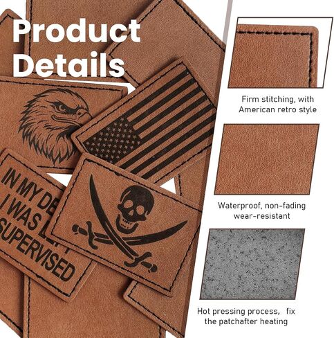 64pack patches blank hat patches مع دعم لاصق ، تصحيح جلدي لاصق ، بقع جلدية فو ، تصحيحات من الجلد القبعات لإصلاح النسيج المخصص لتوازم الخياطة (المستطيل البني) in Kuwait