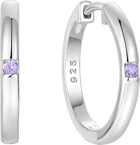 أقراط طوق للنساء 925 Sterling Silver Solitaire Huggie أقراط مصقول مجوهرات الحجر المولد للنساء in Saudi Arabia