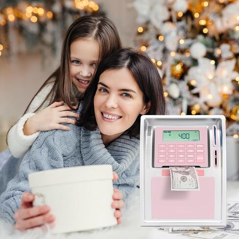 2024Upgraded ATM Piggy Bank with Power-Off Memory,Kids Talking Bank for Real Money,Auto-Opening Drawer,Onekey Shutdown,Debit Card,Coin Recognition，Bill FeederBalance Calculator Machine. in Saudi Arabia