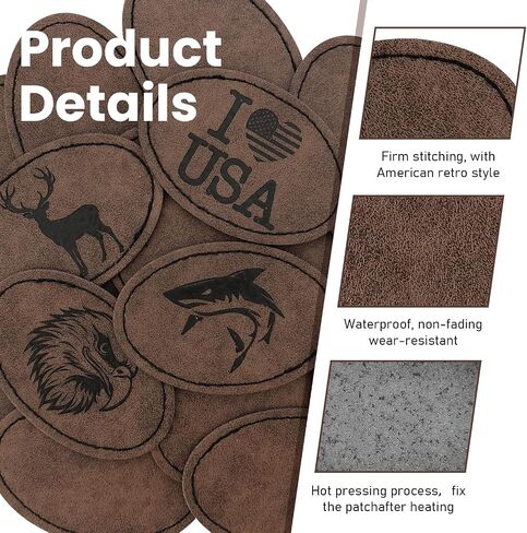 64pack patches blank hat patches مع دعم لاصق ، تصحيح جلدي لاصق ، بقع جلدية فو ، تصحيحات من الجلد القبعات لإصلاح النسيج المخصص لتوازم الخياطة (المستطيل البني) in Kuwait