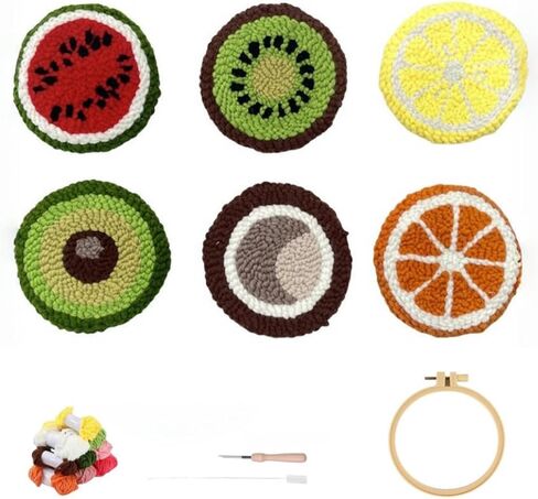 YEESAM ART Punch Needle Kit with The Starry Night by Van Gogh Patterns, Full Set DIY Punch Needle Tufting Coaster Yarn Rug Embroidery Set with Hoop Tool, Easy Craft for Adults Beginners in Saudi Arabia