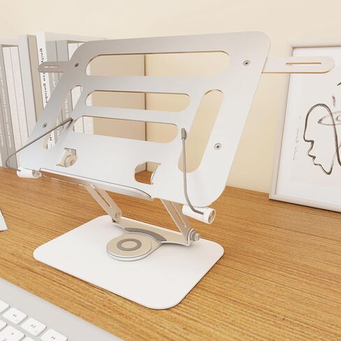 Luxdecor Metal Book Stand for Reading Adjustable-Book Holder with 360°Rotating Base & 2 Page Clips, Display Stand for Recip,Book Reading, Cookbooks,laptops,Big Musical Score (Foldable Design) in Kuwait