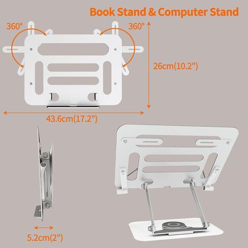 Luxdecor Metal Book Stand for Reading Adjustable-Book Holder with 360°Rotating Base & 2 Page Clips, Display Stand for Recip,Book Reading, Cookbooks,laptops,Big Musical Score (Foldable Design) in Kuwait