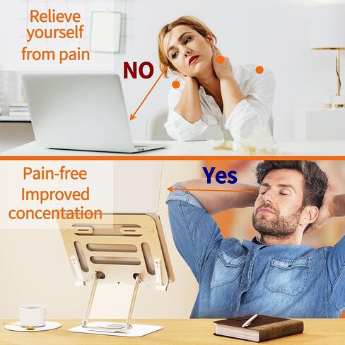 Luxdecor Metal Book Stand for Reading Adjustable-Book Holder with 360°Rotating Base & 2 Page Clips, Display Stand for Recip,Book Reading, Cookbooks,laptops,Big Musical Score (Foldable Design) in Kuwait