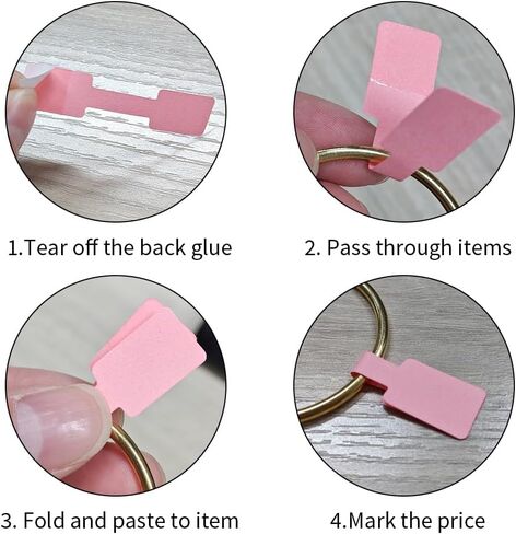 200 Pcs Pink Blank Jewelry Tags Self Adhesive Retail Jewelry Price Stickers for Rings Handwritten Price Display Labels for Bracelet Necklace and Merchandise Resale（2.36x0.5 Inches in Kuwait
