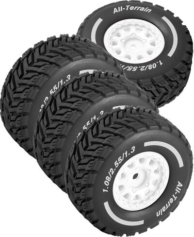RC Wheel Tires for 1/14 Mojave Grom,RC Drift Off Road Buggy Rally Truck Wheels and Tires,4PCS Wheels Rims and Rubber Tires Soft Tires,White in Kuwait