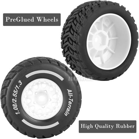 RC Wheel Tires for 1/14 Mojave Grom,RC Drift Off Road Buggy Rally Truck Wheels and Tires,4PCS Wheels Rims and Rubber Tires Soft Tires,White in Kuwait