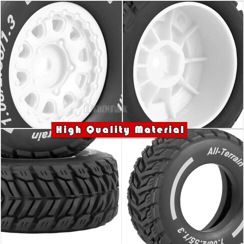 RC Wheel Tires for 1/14 Mojave Grom,RC Drift Off Road Buggy Rally Truck Wheels and Tires,4PCS Wheels Rims and Rubber Tires Soft Tires,White in Kuwait